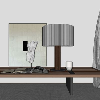 侘寂，现代，台灯，卧室，木作，布料灯罩