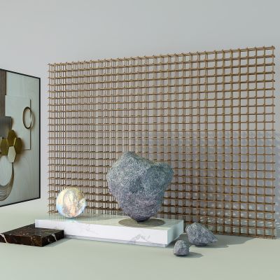 现代风格铁艺石头玄关摆件