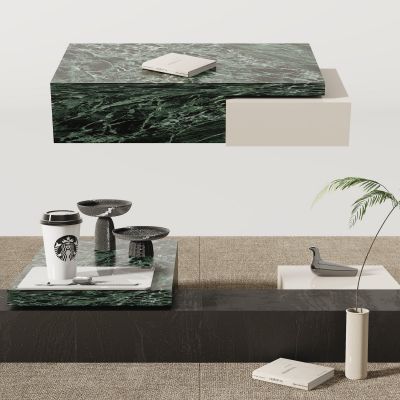 现代茶几，摆件