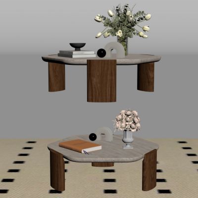 现代茶几，摆件