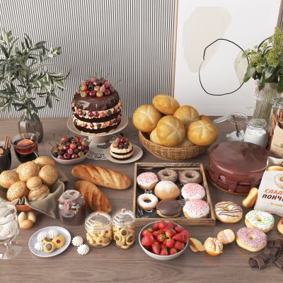 现代面包西点组合