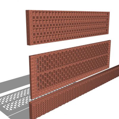 红砖建筑围墙SU模型