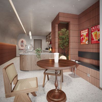 现代简约咖啡店前台