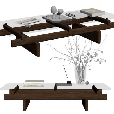 现代茶几，摆件