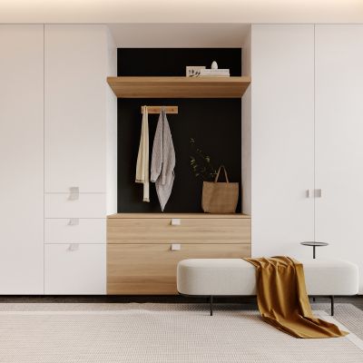 侘寂，现代，衣柜，把手，原木