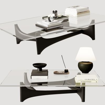 现代茶几，摆件