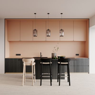 现代，中岛，餐厅，橱柜