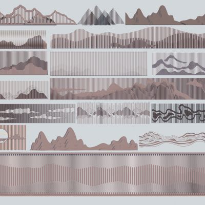 新中式山水格栅景墙