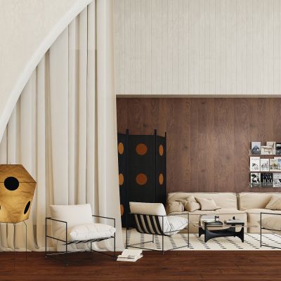 现代单人沙发，茶几