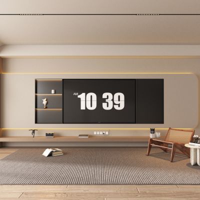 现代风格的电视背景墙   休闲椅    吊灯   绿植