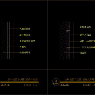 设计师工装墙顶地门卫浴CAD节点施工图