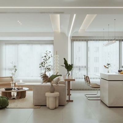 现代奶油风客餐厅