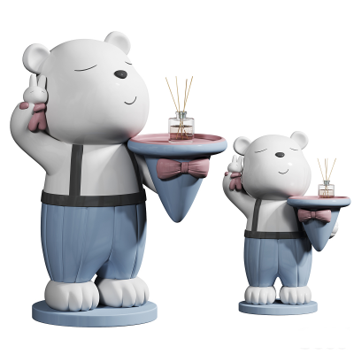 现代白色小熊潮玩雕塑