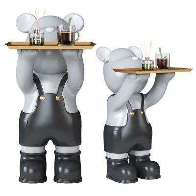 现代边几角几 小熊雕塑