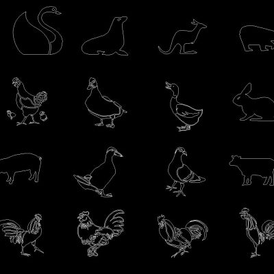 动物昆虫鱼鸟CAD图库