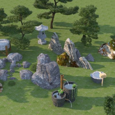 现代景观石小品3D模型