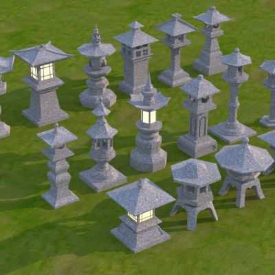 中式石灯3D模型