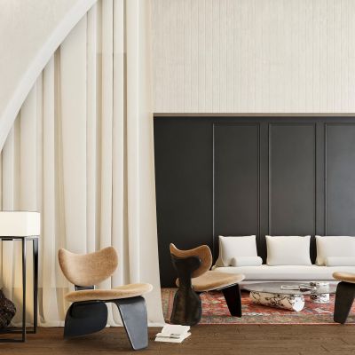 现代单人沙发，茶几