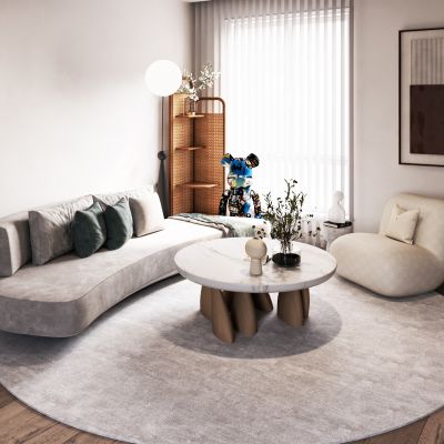 现代大气简约客厅，沙发茶几组合摆件