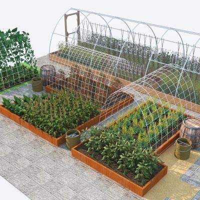 现代菜地大棚3D模型