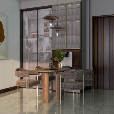 现代蛋形椭圆实木餐桌组合