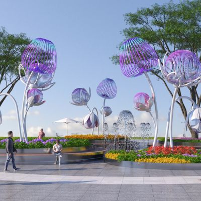 现代花瓣主题雕塑