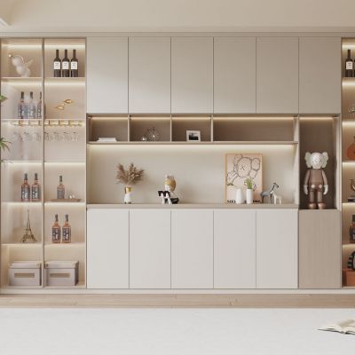 奶油风酒柜