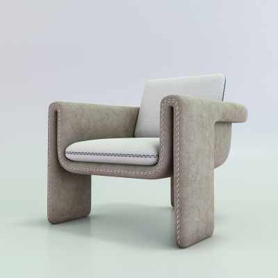 现代布艺车缝线休闲沙发