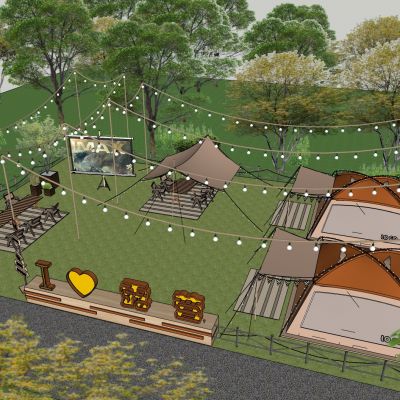 现代星空帐篷露营公园 户外森林帐篷野餐 现代露营生态露天电影院