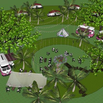 现代星空帐篷露营公园 户外森林帐篷野餐 现代露营生态露天电影院