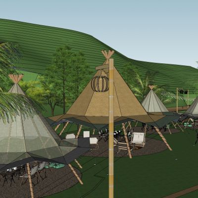 现代星空帐篷露营公园 户外森林帐篷野餐 现代露营生态露天电影院