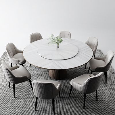 现代大理石餐桌 圆桌3D模型