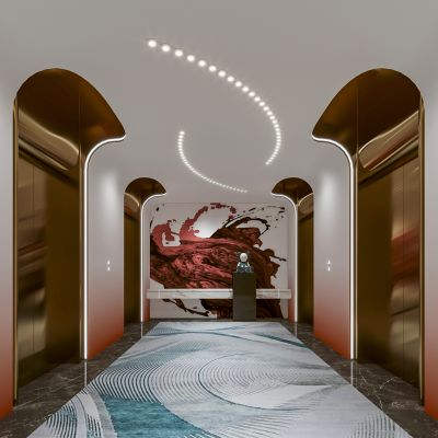 现代酒店电梯厅过道