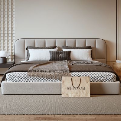 现代布艺双人床