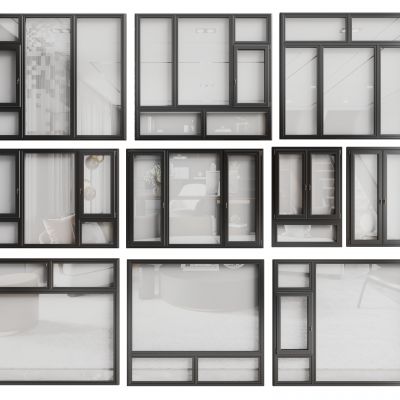 现代窗户 平开窗 落地窗 铝合金窗户 门窗