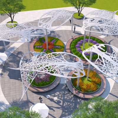 现代叶子主题廊架