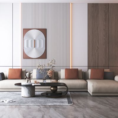 现代L形沙发茶几