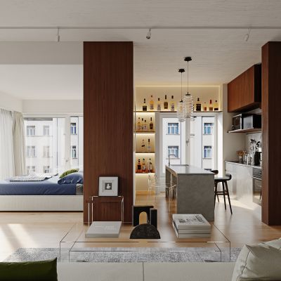 现代简约公寓客厅厨房