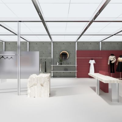 现代时尚金属感服装店