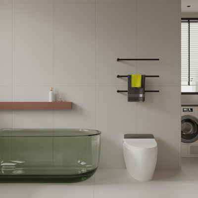现代极简卫浴间 浴缸 洗手盆 洗衣机3D模型