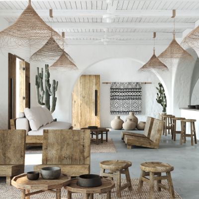 自然风侘寂风民宿客厅