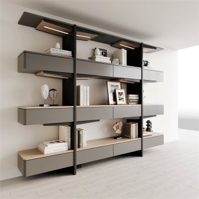 现代，轻奢，侘寂，书架，书柜，装饰柜，独立式柜子3D模型