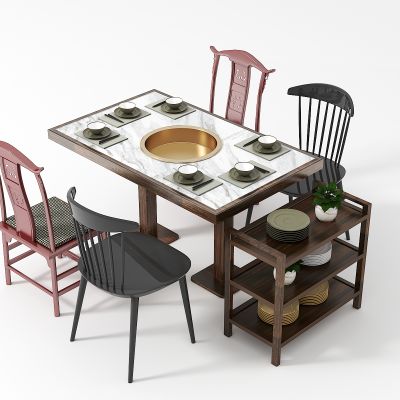 新中式火锅桌椅组合