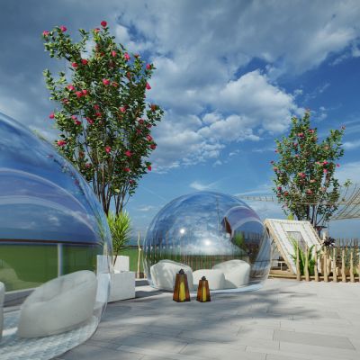 现代星空帐篷露营公园 现代户外森林帐篷野餐 现代烧烤野餐营地