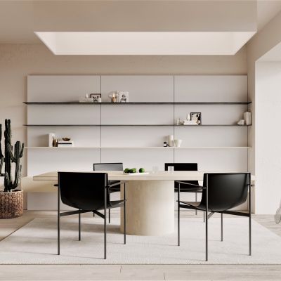 侘寂，餐厅，餐桌椅，装饰柜