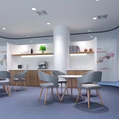 现代公司办公室茶水间洽谈室休闲区