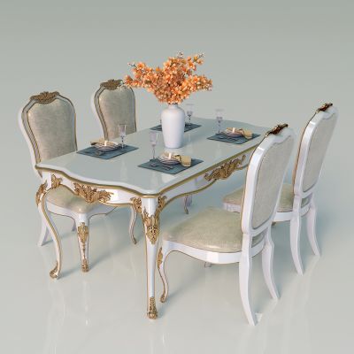 欧式雕花餐桌椅组合