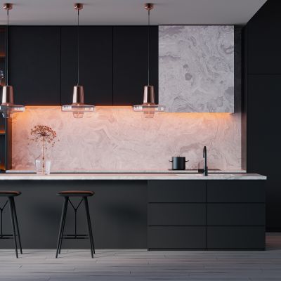 现代高级灰橱柜吧台