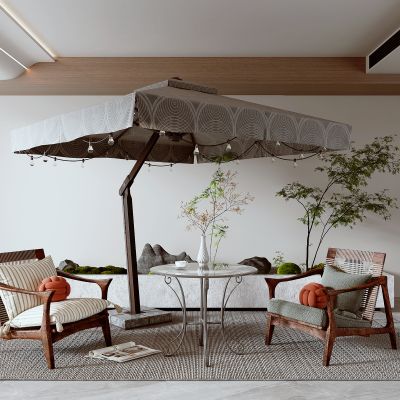 侘寂户外桌椅3D模型