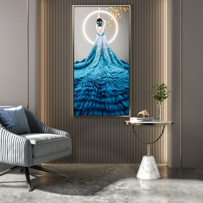 单人布艺沙发 发光挂画